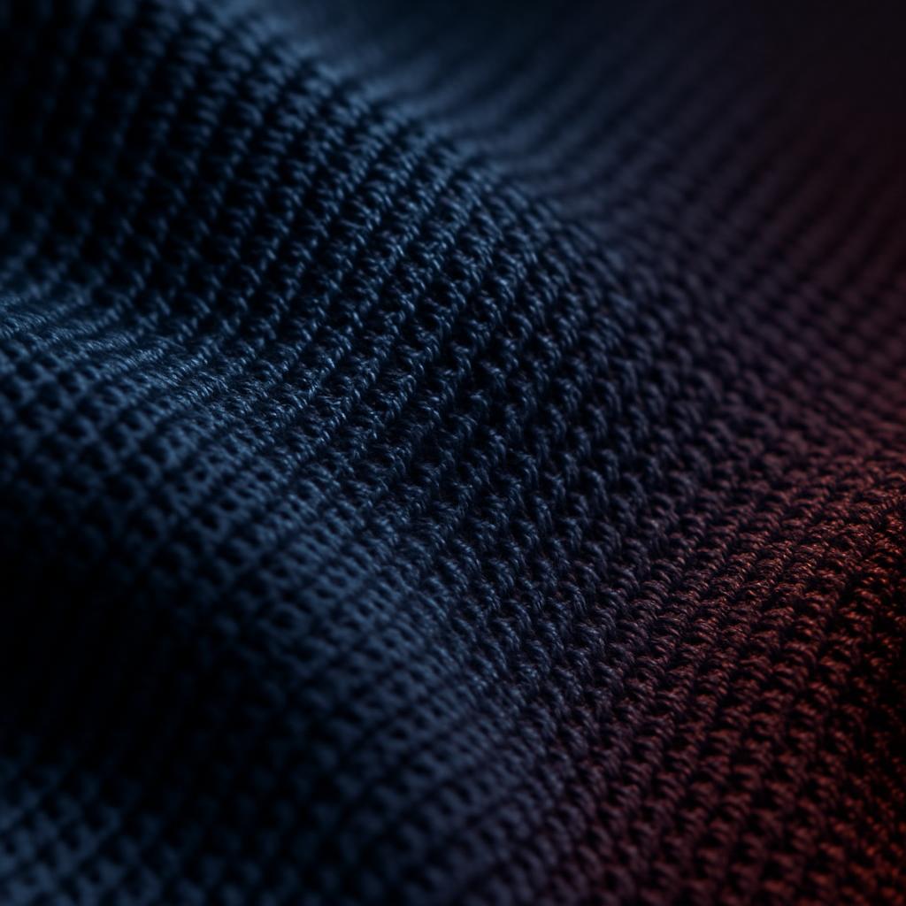 Macro detail of performance knit fabric with visible moisture-wicking weave